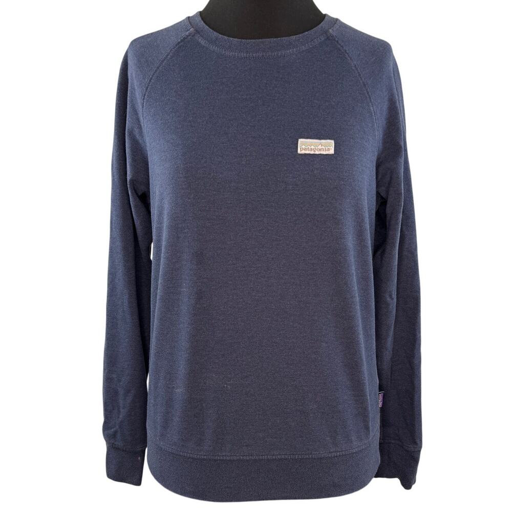 PATAGONIA Blue Sweatshirt Organic Cotton Crew Raglan Sleeve Pullover S Small